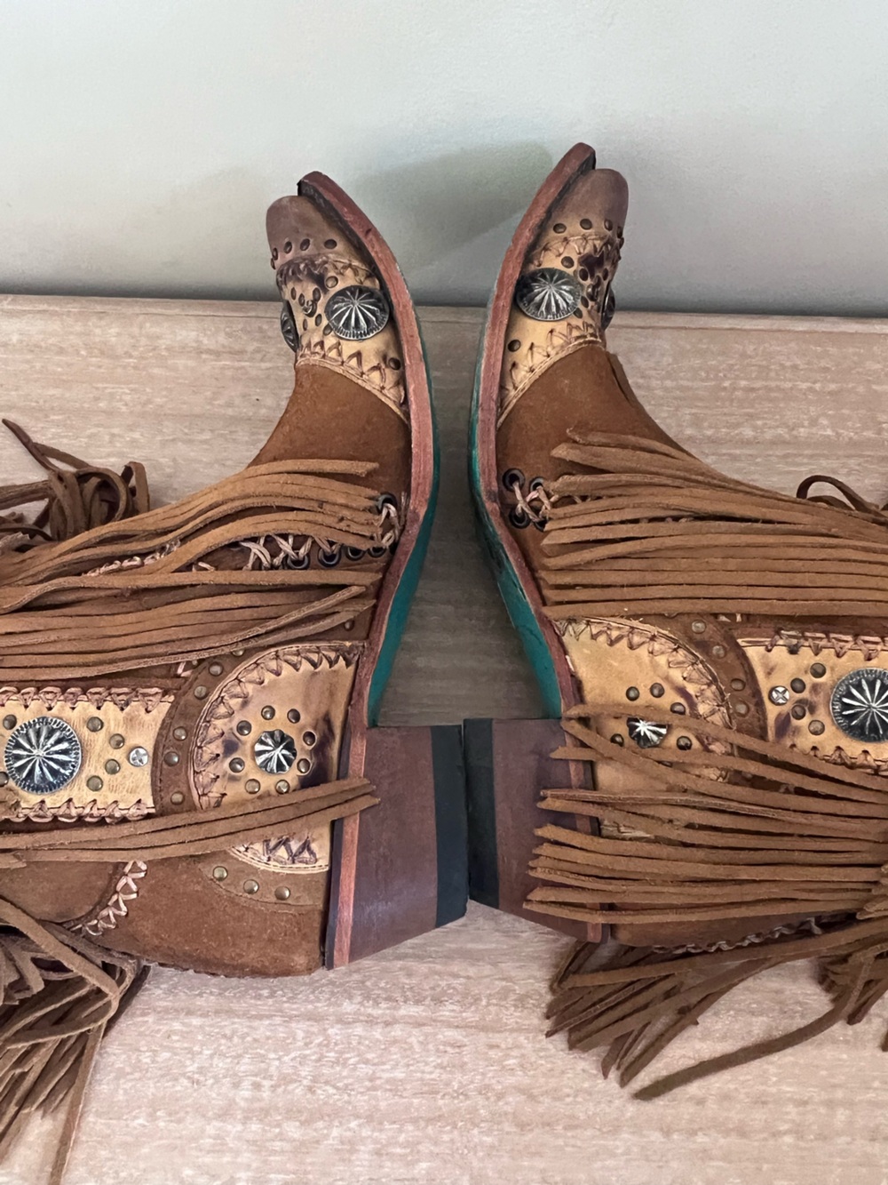 Lane Wind Walker Sandstone Leather Fringe Cowboy Boots - Picture 11 of 16